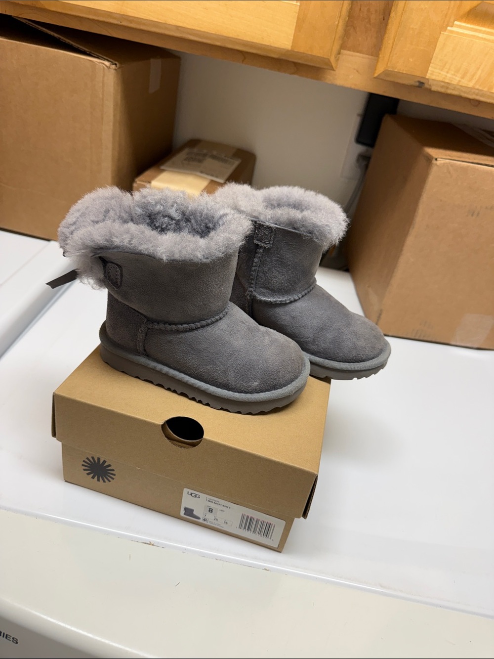 UGG Kids Mini Bailey Bow II Boot - Light Gray
